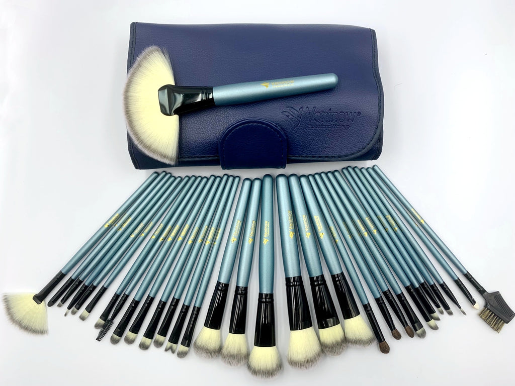 Blue Makeup Brushes Set